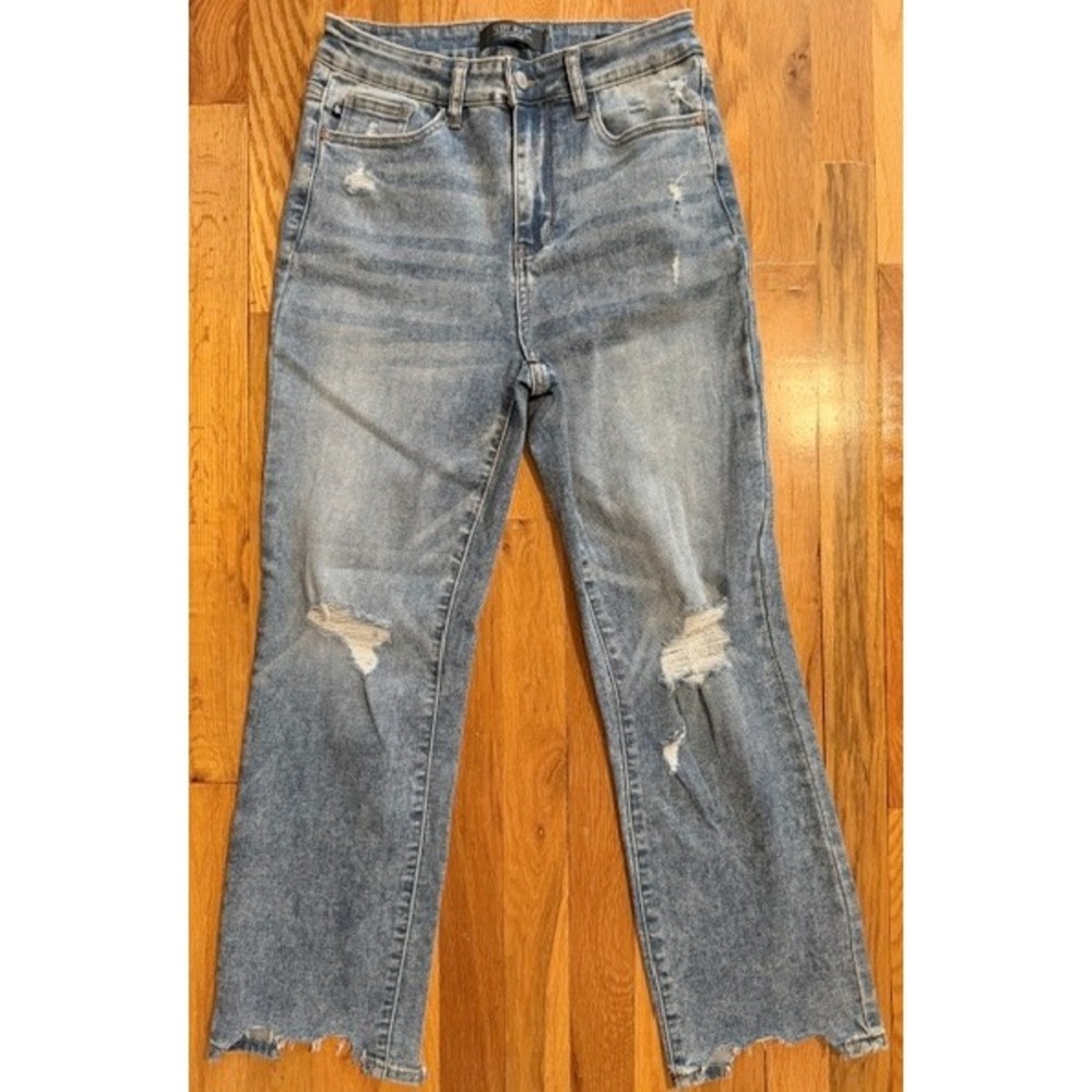 Judy Blue Los Angeles Blue Jeans Womens 5/27‎ Cropped bootcut Distressing